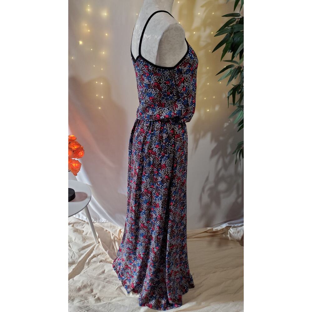 Paz Ditsy Liberty Floral Multicolor Spaghetti Strap Maxi Dress Women's Size L - Picture 4 of 9